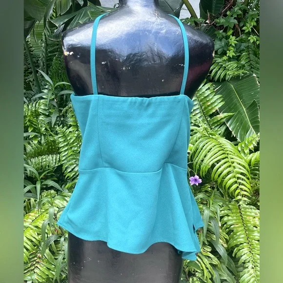 White House Black Market Bustier top gathered waist  rhinestone brooch. Size 12 - Picture 9 of 12